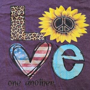 Gildan Purple Crew Neck Tee With "Love One Another"